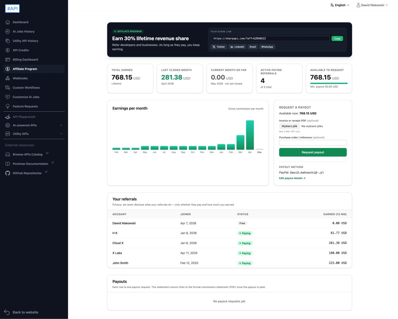 The new SharpAPI Affiliate Program: built for the people who actually ship AI for a living
